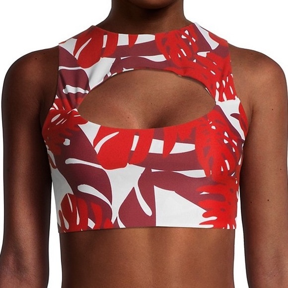 👙✨MIKOH Cutout Top Bikini Floral Red White - Sz Small - Picture 1 of 6